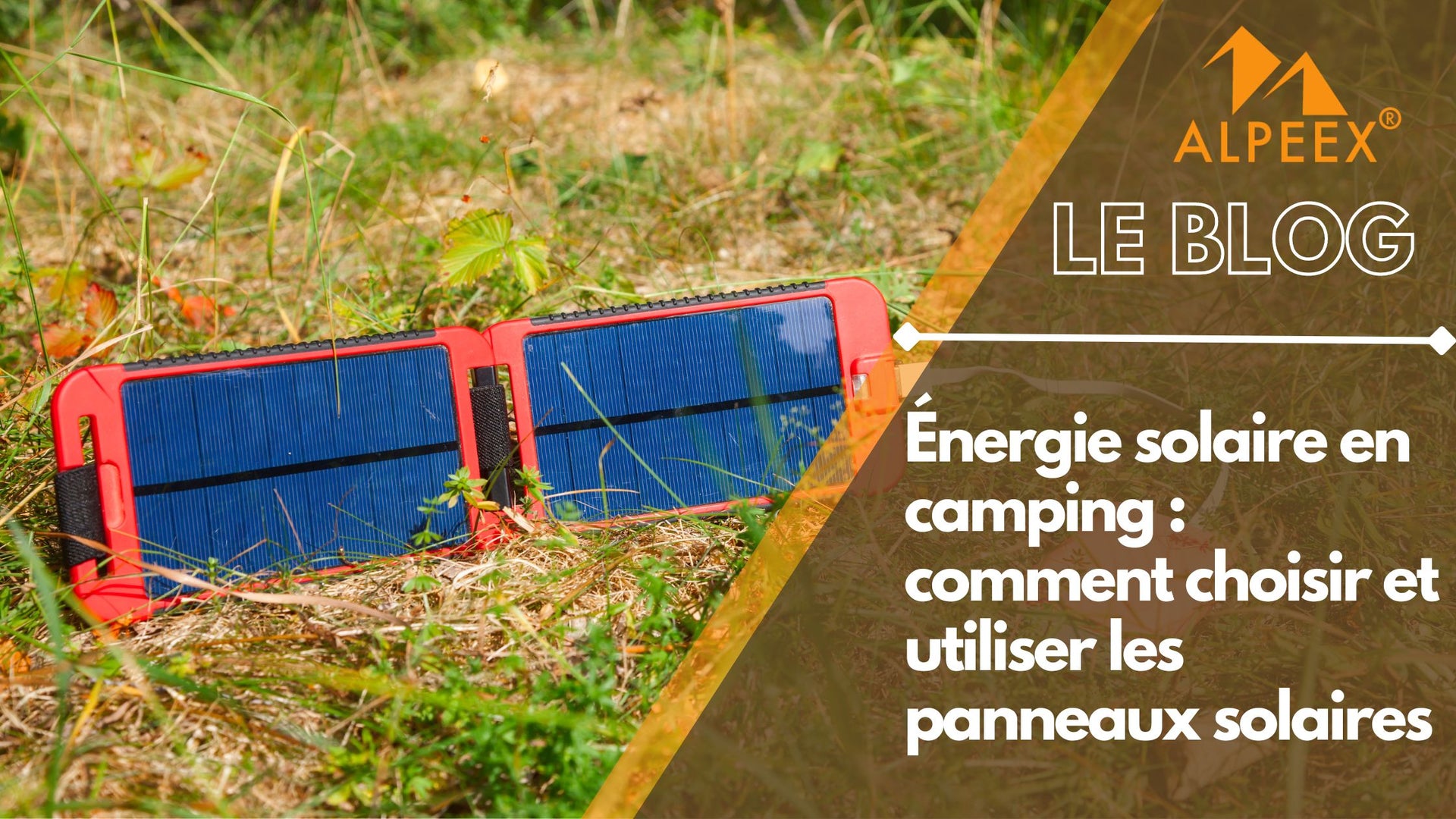 Panneau solaire portable poser dans l'herbe pour le camping