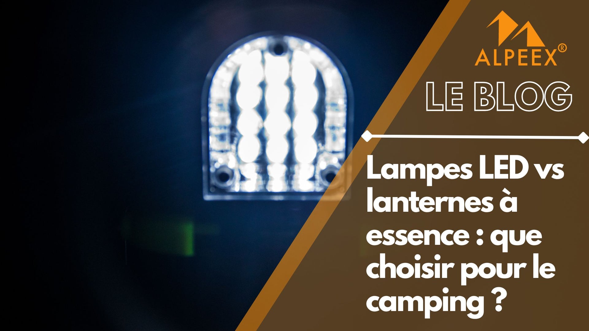 Lampe à LED allumée dans le noir en forêt